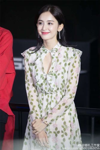 17春季新款花边印花雪纺真丝古力娜扎同款明星出口韩国原单连衣裙荷叶