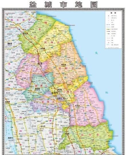 盐城市最新地图出炉,亭湖直接扩至海边!
