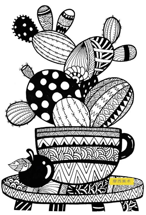 疫情线上公益课:7-12岁线描画仙人掌