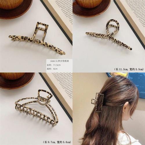 韩国豹纹新款网红抓夹大号发夹头饰后脑勺金属发饰