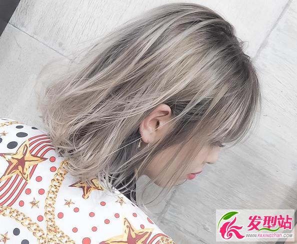 日系原宿非主流亚麻灰染发