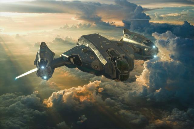 不错的一组科幻飞船系列插画作品造型帅气看上去很有气势