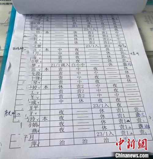 护士排班表 宜昌市中心医院供图