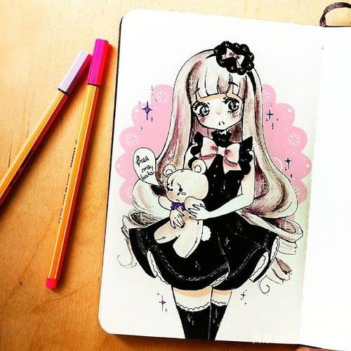 手绘卡通美少女,简洁又可爱