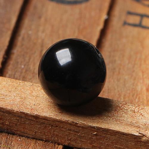 7a级天然纯黑乌金黑曜石散珠子圆珠单颗diy水晶手工貔貅手链材料
