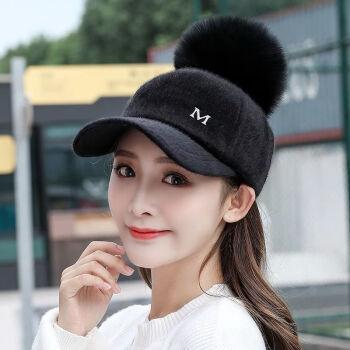 e帽子女新款马海毛亮片棒球帽秋冬季韩版潮百搭鸭舌帽时尚街头学生