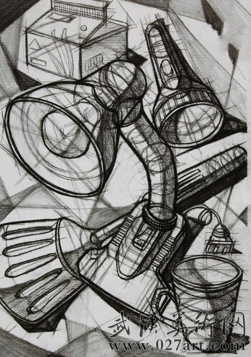 设计素描台灯手电筒苍蝇拍设计素描作品台灯手电筒苍蝇拍设计素描美术