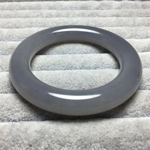 天然和田玉手镯青海料烟灰紫烟青色烟紫镯子胖圆条57mm手镯已结缘