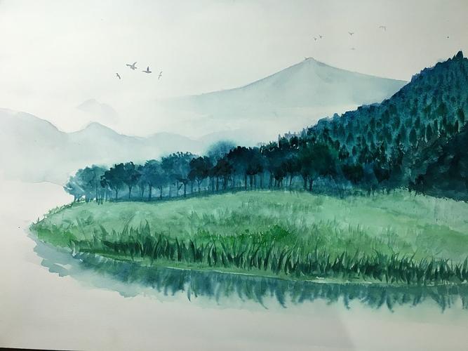 水彩画 山水画 原创装饰画