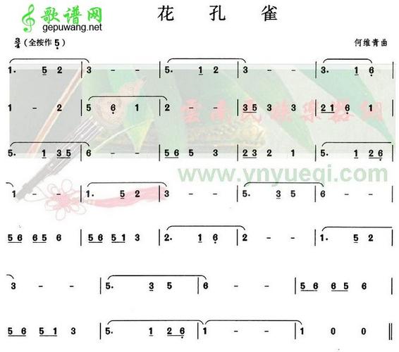 花孔雀_花孔雀简谱_花孔雀吉他谱_钢琴谱-查字典简谱网