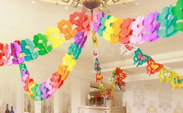 生日派对用品七彩纸拉花拉条 宝宝周岁满月创意婚礼婚房装饰布置