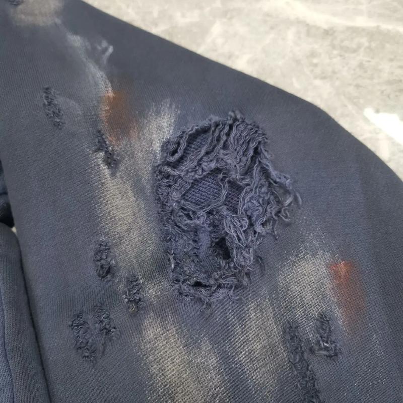 美式复古破坏脏脏卫衣洗水