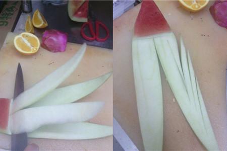 【图】西瓜皮拉花的步骤图 教你如何做出水果花样