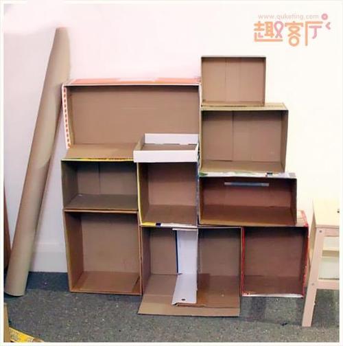 鞋盒手工制作书架 用废纸盒做一个简易的书架