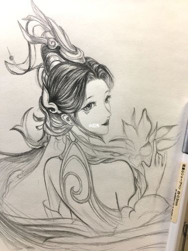 临摹王者荣耀大乔白鹤梁,手绘附步骤图