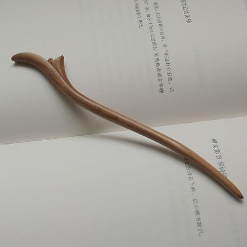 轻云蔽月流风回雪桃木曲线盘发木簪子古典中式发钗丸子头发饰