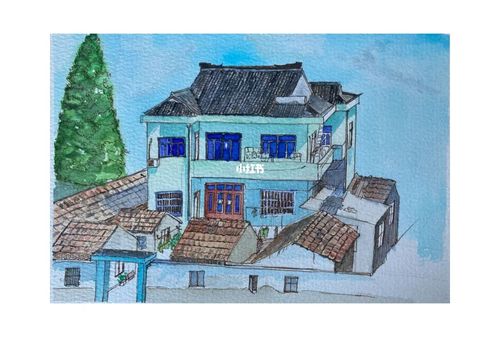 老家楼房_绘画_文化_绘画