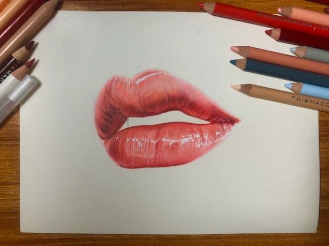 彩铅画|嘴唇 嘴巴 画画_彩铅_画画_文化_绘画