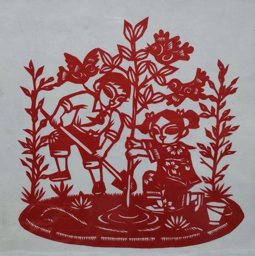 【植树节】剪纸|:春暖花开,指间"造林"
