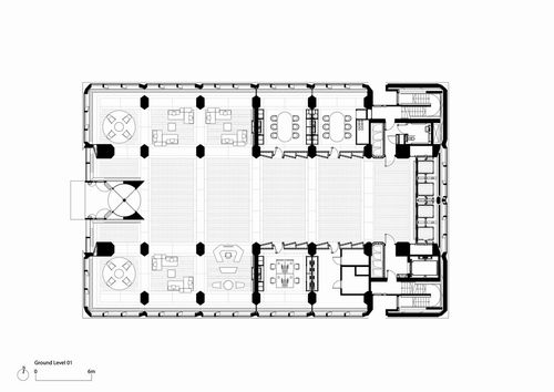 底层平面图 该办公楼内还配备了一个视频会议室,多个小型会议室和会