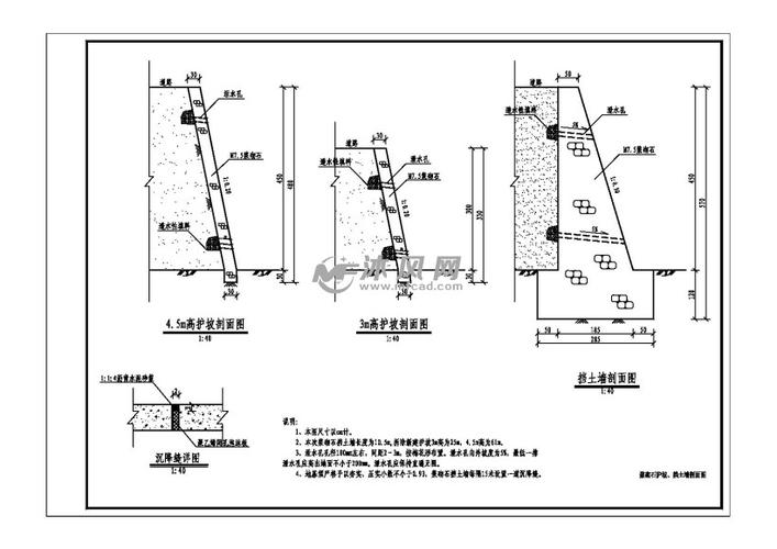 浆砌石护坡及挡土墙设计图