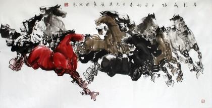 【已售】黄江四尺八骏图《马到成功》