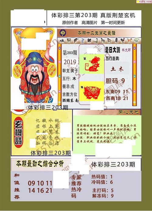 荆楚玄机203期体彩p3图谜