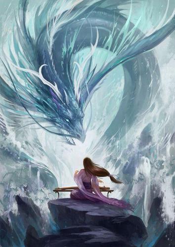 美人鱼龙神插画素材,唯美浪漫人物插画壁纸学习欣赏