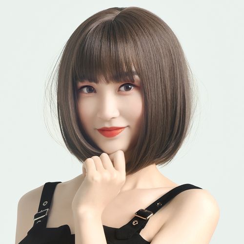 2020圆脸中短发新款,2020减龄短发洋气 新款假发女短发圆脸全头套波波头短直发韩式女生仿真