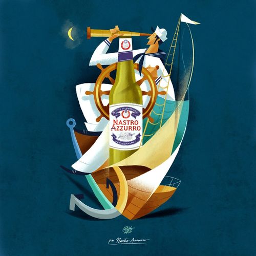 nastroazzurro啤酒创意插画欣赏
