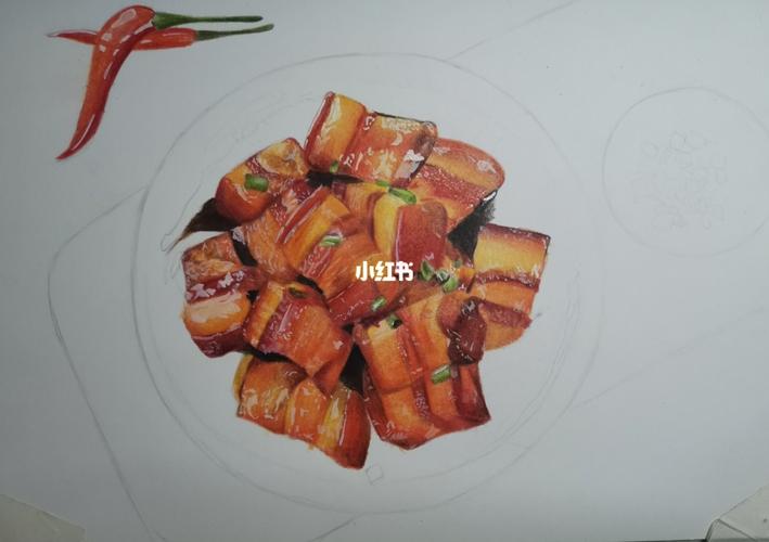 红烧肉(附步骤图)_红烧肉_彩铅画_吃货_文化_绘画