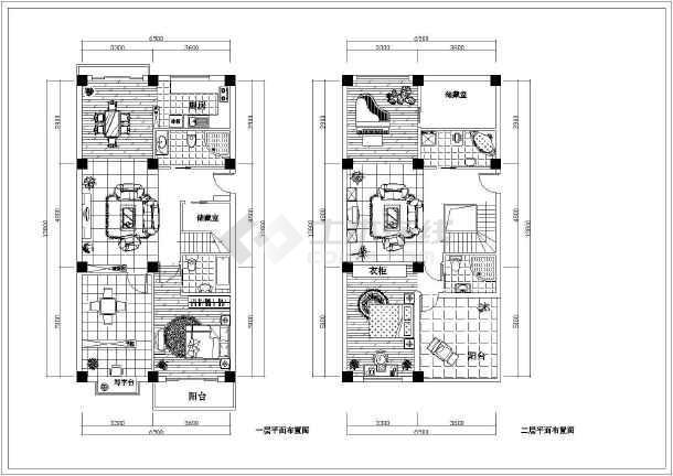 小型跃层住宅楼室内精装修cad施工设计图