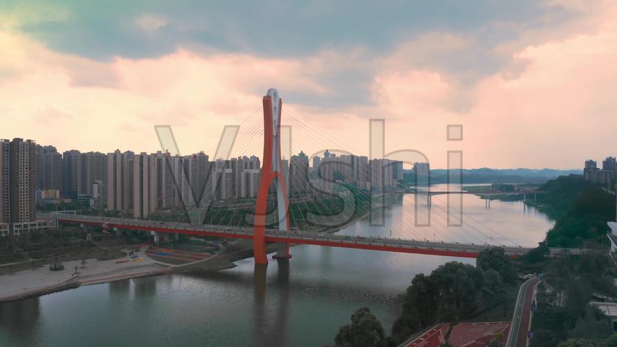 潼南涪江大桥潼南大景_3840x2160_高清视频素材下载