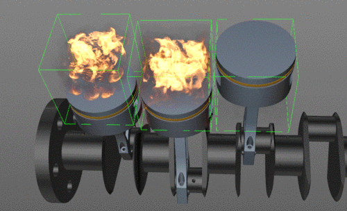 【c4d tfd插件 oc渲染器】v12汽车发动机动画烟火特效