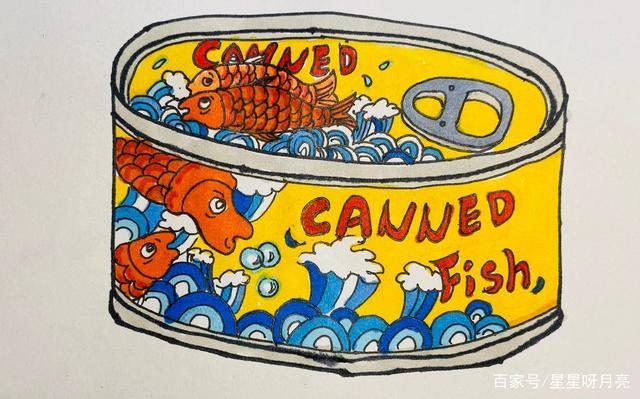 创意儿童画——美味的鱼罐头,简单易学