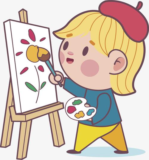 开学日美术课男孩