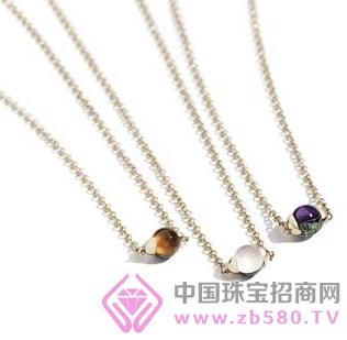 m"ama non m"ama系列吊坠颈链:玫瑰金镶肉桂石和粉蓝宝玫瑰金镶冰长石