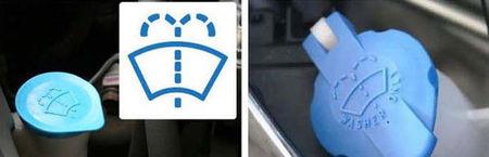 如果汽车仪表盘上出现喷水标志的指示灯,表示玻璃水即将耗尽,需要