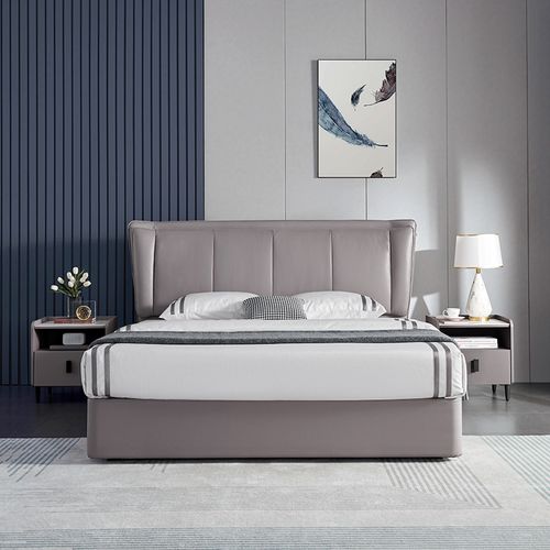 芝华仕现代简约意式轻奢真皮主卧双人床家用婚床储物1.