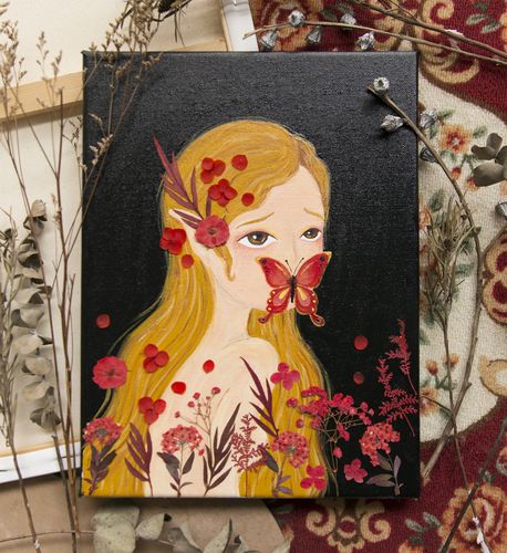 泽衫原创插画 丙烯画 女孩创意绘画 手绘