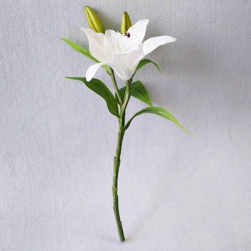 仿真百合花 单支胶片手感3头百合婚庆家居摄影装饰假花厂家批发