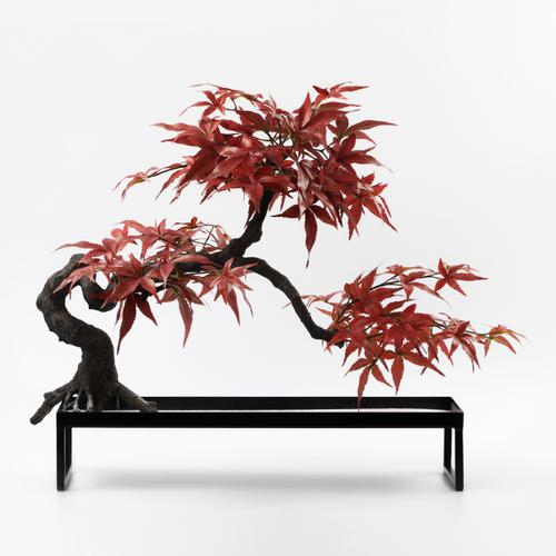 后现代仿真枫叶盆景新中式花艺造景