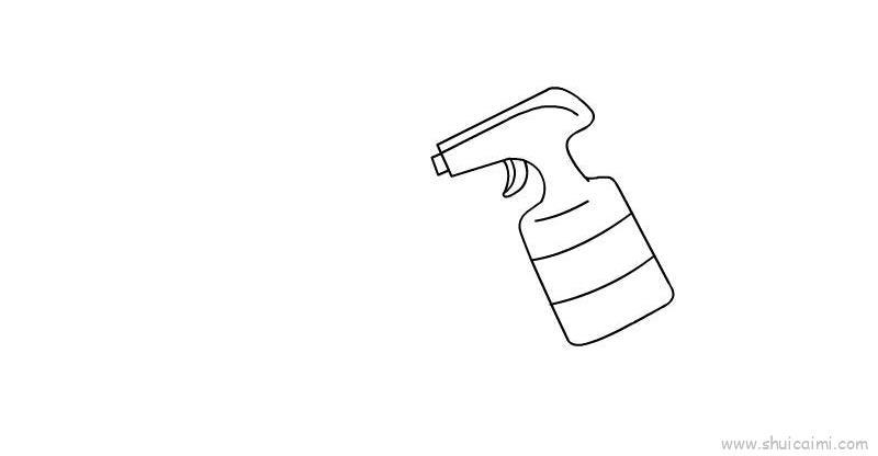 喷雾瓶;2,画一个卡通病毒;3,给画好的图填充适当的颜色;抗病毒简笔画