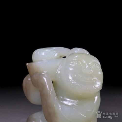 和田玉雕 胡人献宝 玉握 玉把玩件 玉摆件