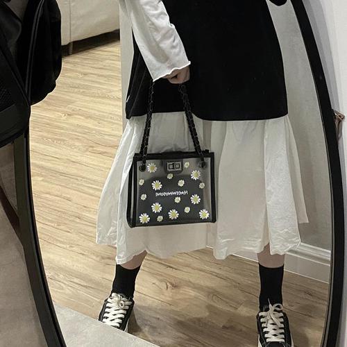 ins超火网红小雏菊单肩小包女2020新款潮时尚百搭透明