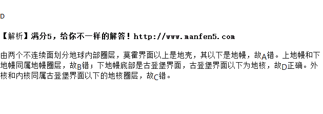 在地球内部圈层中古登堡界面划分开的两个圈层是