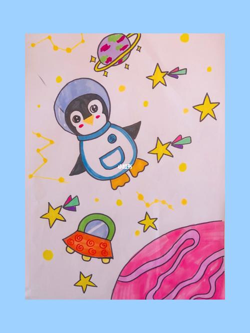 动物宇航员_宇航员_儿童创意画_儿童画_文化_绘画