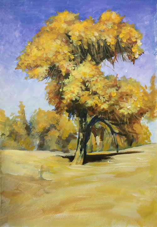 照片风景水粉画教学(四)