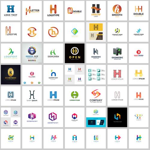 字母系列h logo商标设计vi素材包 ai矢量源文件淘宝店标微商标志