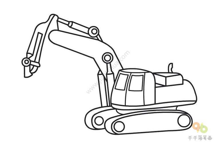 教你画挖土机简笔画工程车简笔画
